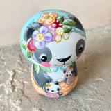 3.5” Turquoise Bonnet Panda with Cubs
