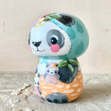 3.5” Turquoise Bonnet Panda with Cubs