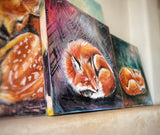 20”x20”x1.5” *Original* Slumbering Fox (Magenta)