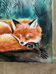 20”x20”x1.5” *Original* Slumbering Fox (Cerulean)