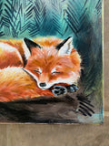 20”x20”x1.5” *Original* Slumbering Fox (Cerulean)