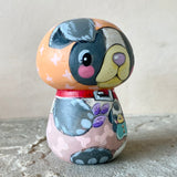 3.5” Peach Bonnet Dog with Puppy