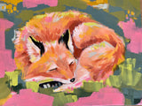 20”x20”x1.5” *Original* Slumbering Fox (Pink Abstract)