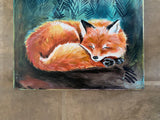 20”x20”x1.5” *Original* Slumbering Fox (Cerulean)