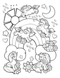 Vol.4 Digital Download 21-page Coloring Book—Unicorn Friends—8.5” x 11”