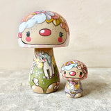 1.4” Tiny Round Mushroom: Rose Cap with Unicorn