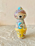 4” Moon Mama Bear wearing a Bonnet