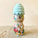 4” Brown Bear with Sky Beehive Bonnet