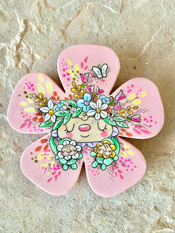 5” Pink Flower Mama with Twins