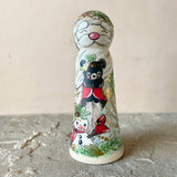 *Original* 5.5” Santa with Bear Cub and Snowman: Chestnut