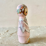 *Original* 3.25” Pink Owl holding Owlet