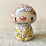 3.5” Chunky  Magic Mushroom: Blue Cap with Unicorns