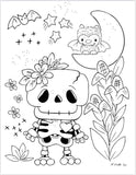 Vol.2 Digital Download 15-page Coloring Book—Spooky Friends—8.5” x 11”