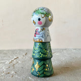 *Original* 4.5” Owl in a Tree with Cardinal