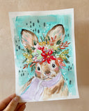 7x10” *Original* Winter Jackrabbit with Crown and Scarf