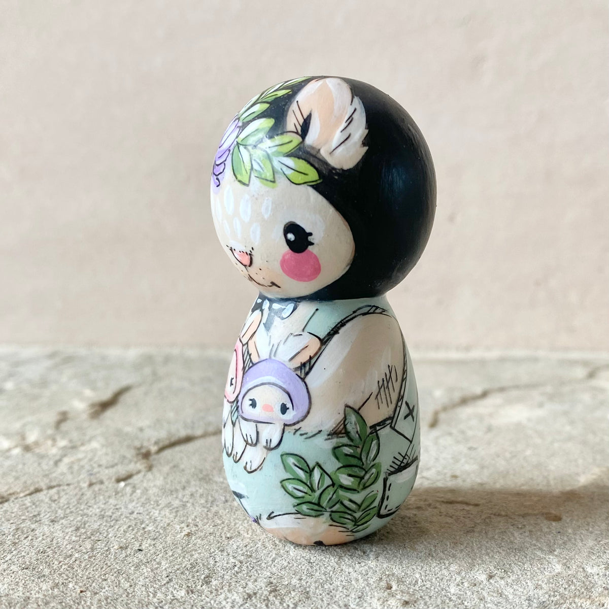 *Original* 2.75” Bunny with Twins – Tattered Rabbit