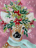 7x10” *Original* Winter Fawn with Crown and Scarf