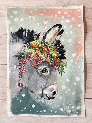 7x10” *Original* Donkey in Snow