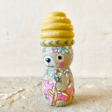 4” Brown Bear with Ochre Beehive Bonnet