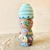 4” Brown Bear with Sky Beehive Bonnet