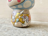 3.5” Chunky  Magic Mushroom: Blue Cap with Unicorns