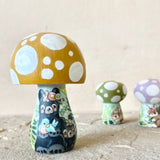 3.25” Ochre Mushroom with Mama Bear + Cub
