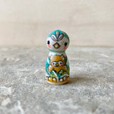 1.2” Tiny Owl Mama: Turquoise