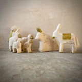 Set of 17: Carved Nativity with Gold and Glitter