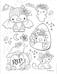 Vol.2 Digital Download 15-page Coloring Book—Spooky Friends—8.5” x 11”