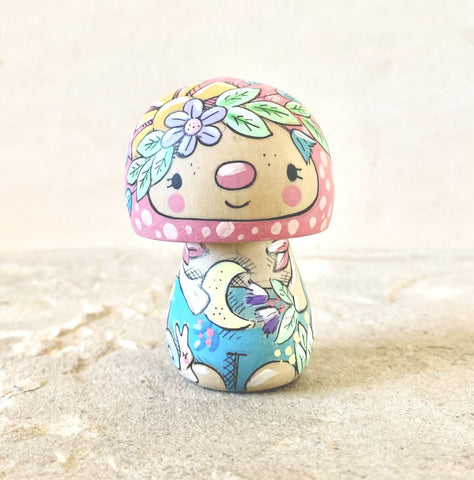 2.75” Mushroom Holding Moon (Pink)