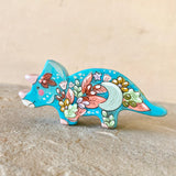 *Original* 4”w Dinosaur: Blue Triceratops