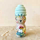 4” Brown Bear with Sky Beehive Bonnet