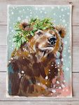 7x10” *Original* Brown Bear in Snow