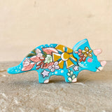 *Original* 4”w Dinosaur: Blue Triceratops