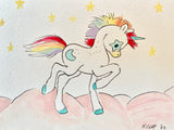 5x7” *Original* Rainbow Unicorn Sketch