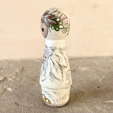 *Original* 3.25” White Owl holding Owlet Twins