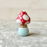 1.25” Tiny Pointy Mushroom: Red Cap with Snail