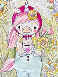 5x7” *Original* Pink Unicorn Sketch