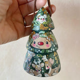 *Original* 4” Tree Ornament: Fawns and Owl