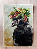 7x10” *Original* Raven in Snow