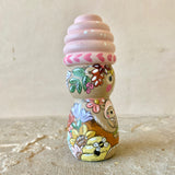 4” Brown Bear with Pink Beehive Bonnet