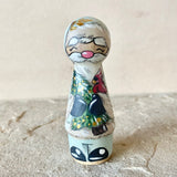 *Original* 3” Santa with Cardinal: Light Blue