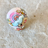 1.4” Tiny Round Mushroom: Pink Rainbow Unicorn