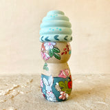 4” Brown Bear with Sky Beehive Bonnet