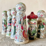 *Original* 5.5” Santa with 8 Tiny Reindeer: Red