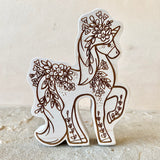 *Engraved* 4.25”h Chunky Maple Doll: Unicorn