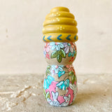 4” Brown Bear with Ochre Beehive Bonnet