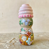 4” Brown Bear with Pink Beehive Bonnet