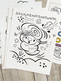 Vol.6 DIGITAL Download 9-page Coloring Book—Weather Friends—8.5” x 11”