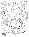 Vol.2 Digital Download 15-page Coloring Book—Spooky Friends—8.5” x 11”